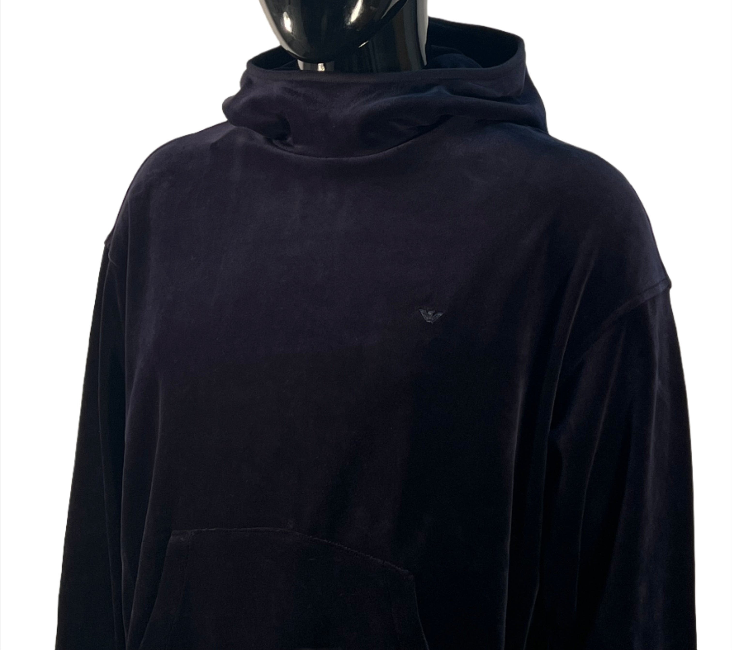 Armani velour hoodie best sale