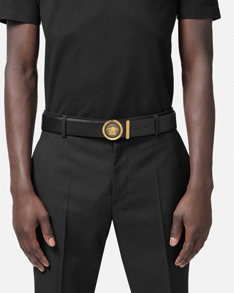 Versace Medusa Biggie Enamel Leather Men's Belt