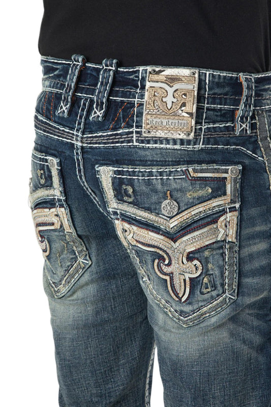 Rock Revival Men's Straight Fit Jeans 32'